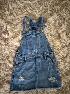 GAP Distressed Denim Overall Skirt - Blue